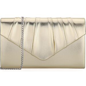 2183 Evening Clutch Purse - Shimmering Metallic PU Leather Pleated Flap